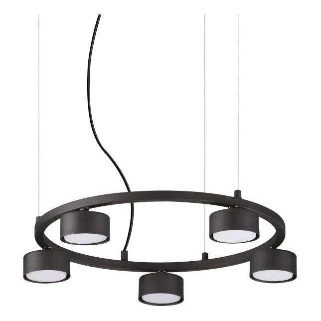 Ideal Lux - LED Lestenec na vrvici MINOR 5xGX53/9W/230V pr. 50 cm črna