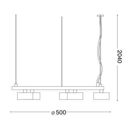 Ideal Lux - LED Lestenec na vrvici MINOR 5xGX53/9W/230V pr. 50 cm črna
