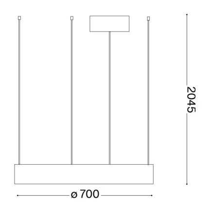 Ideal Lux - LED Lestenec na vrvici ORACLE LED/35W/230V 3000K pr. 70 cm CRI 90 črna