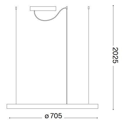 Ideal Lux - LED Lestenec na vrvici ORACLE SLIM LED/37W/230V 2700K pr. 70,5 cm črna