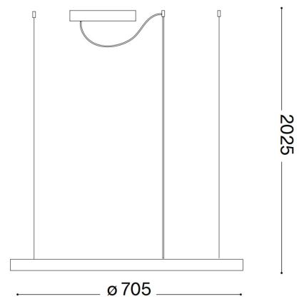 Ideal Lux - LED Lestenec na vrvici ORACLE SLIM LED/38W/230V 4000K pr. 70 cm črna