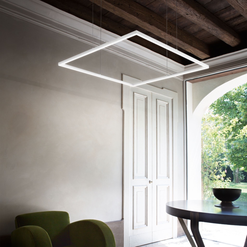 Ideal Lux - LED Lestenec na vrvici ORACLE SLIM LED/53W/230V 3000K 90x90 cm bela