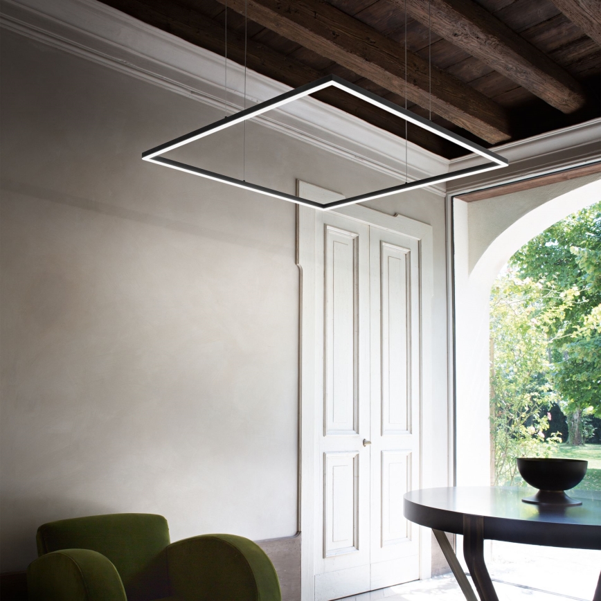Ideal Lux - LED Lestenec na vrvici ORACLE SLIM LED/53W/230V 3000K 90x90 cm črna