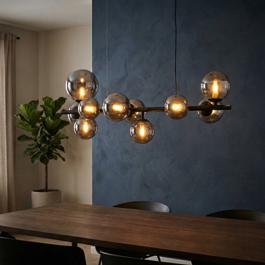 Ideal Lux - LED Lestenec na vrvici PERLAGE 10xG9/3W/230V 81 cm črna/dimna