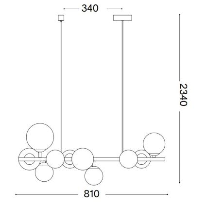 Ideal Lux - LED Lestenec na vrvici PERLAGE 10xG9/3W/230V 81 cm črna/dimna