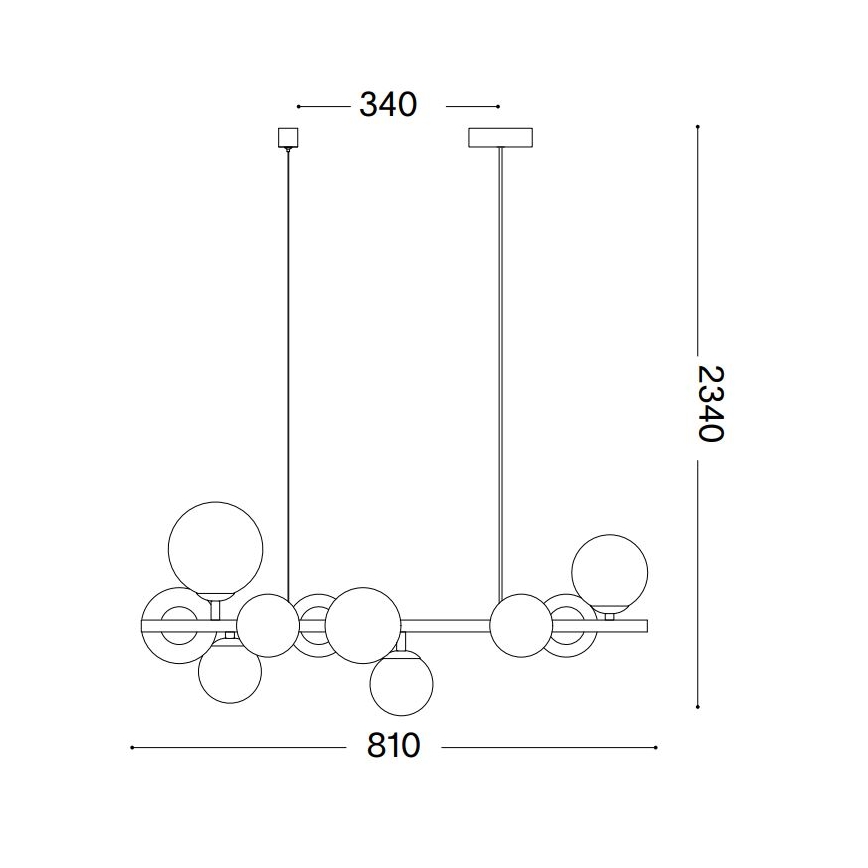 Ideal Lux - LED Lestenec na vrvici PERLAGE 10xG9/3W/230V 81 cm črna/dimna