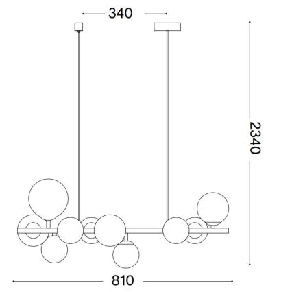 Ideal Lux - LED Lestenec na vrvici PERLAGE 10xG9/3W/230V 81 cm zlata/bela