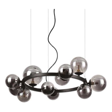 Ideal Lux - LED Lestenec na vrvici PERLAGE 11xG9/3W/230V pr. 73 cm črna/dimna