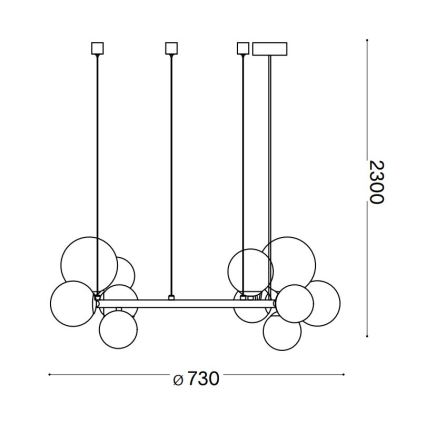 Ideal Lux - LED Lestenec na vrvici PERLAGE 11xG9/3W/230V pr. 73 cm črna/dimna