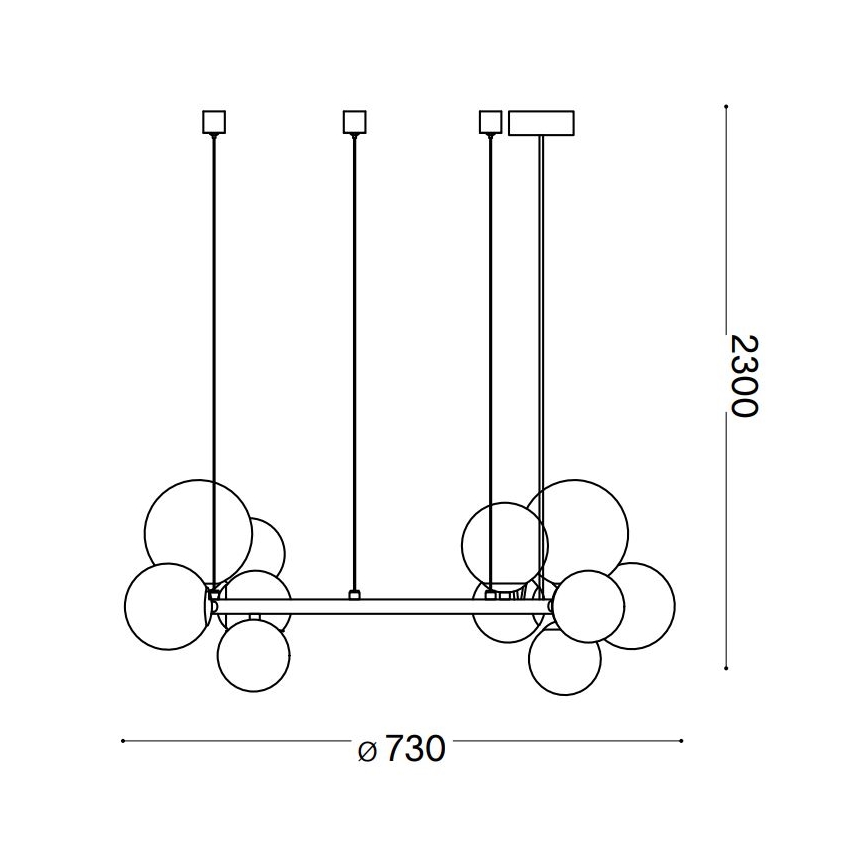 Ideal Lux - LED Lestenec na vrvici PERLAGE 11xG9/3W/230V pr. 73 cm črna/dimna