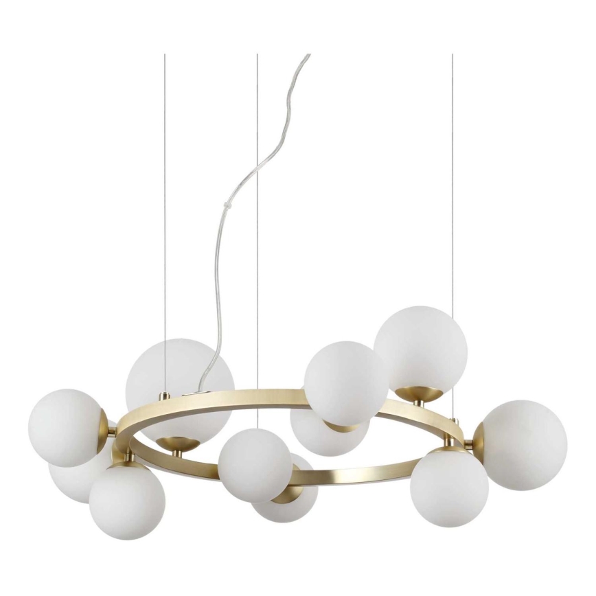 Ideal Lux - LED Lestenec na vrvici PERLAGE 11xG9/3W/230V pr. 73 cm zlata/bela