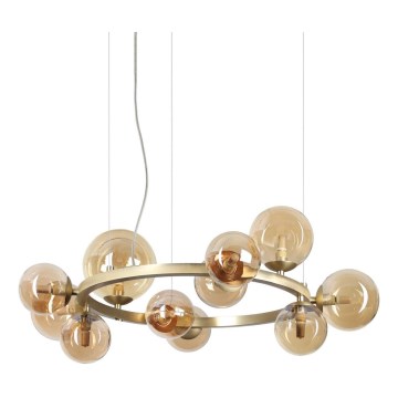 Ideal Lux - LED Lestenec na vrvici PERLAGE 11xG9/3W/230V pr. 73 cm zlata/dimna