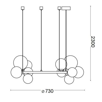 Ideal Lux - LED Lestenec na vrvici PERLAGE 11xG9/3W/230V pr. 73 cm zlata/dimna