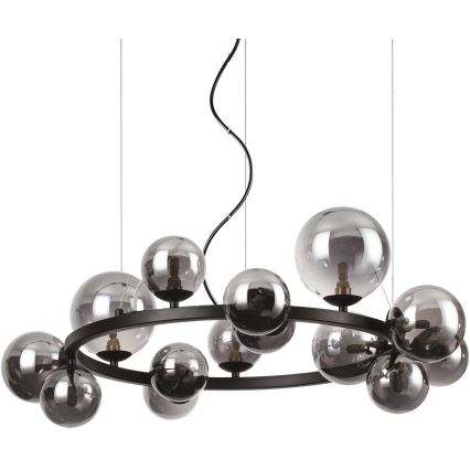 Ideal Lux - LED Lestenec na vrvici PERLAGE 14xG9/3W/230V pr. 85 cm črna/dimna
