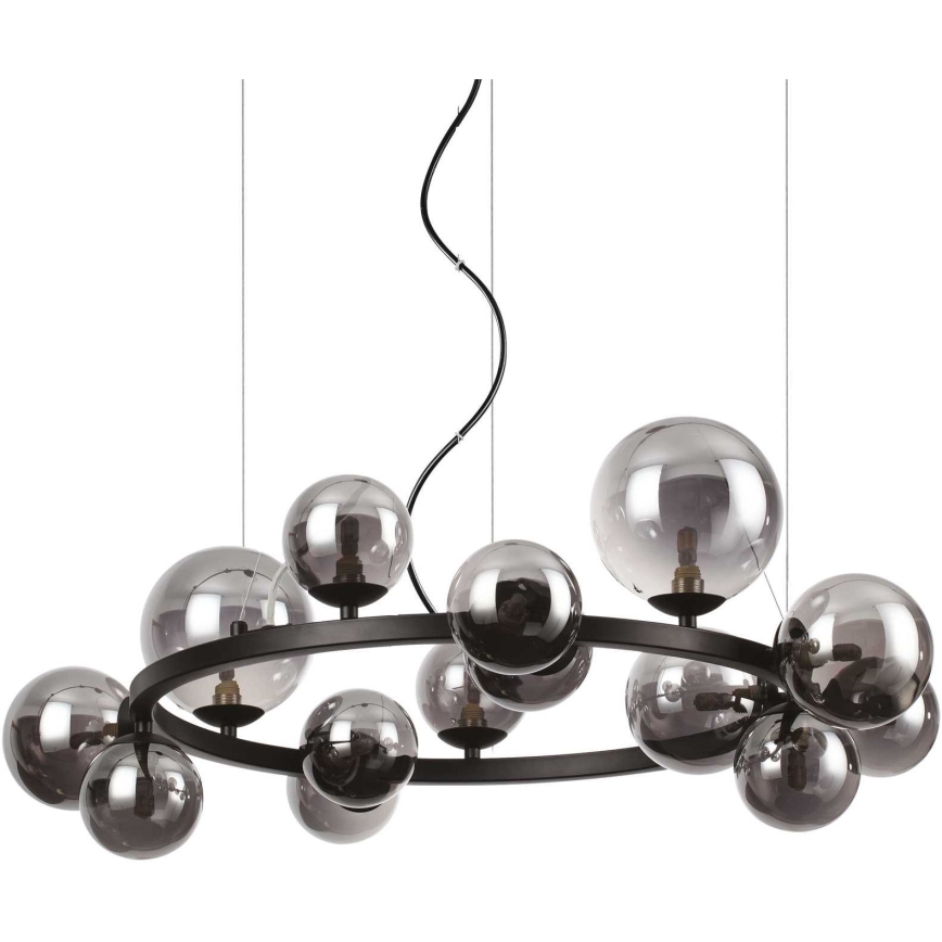 Ideal Lux - LED Lestenec na vrvici PERLAGE 14xG9/3W/230V pr. 85 cm črna/dimna