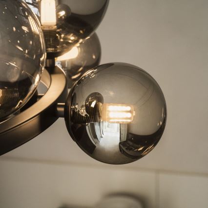 Ideal Lux - LED Lestenec na vrvici PERLAGE 14xG9/3W/230V pr. 85 cm črna/dimna