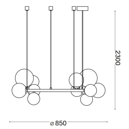 Ideal Lux - LED Lestenec na vrvici PERLAGE 14xG9/3W/230V pr. 85 cm črna/dimna