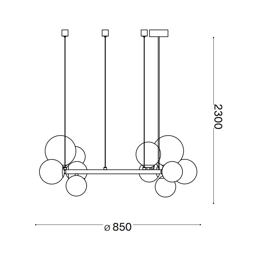 Ideal Lux - LED Lestenec na vrvici PERLAGE 14xG9/3W/230V pr. 85 cm črna/dimna