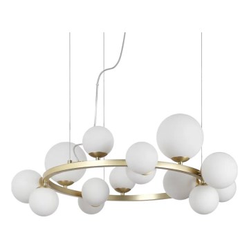 Ideal Lux - LED Lestenec na vrvici PERLAGE 14xG9/3W/230V pr. 85 cm zlata/bela