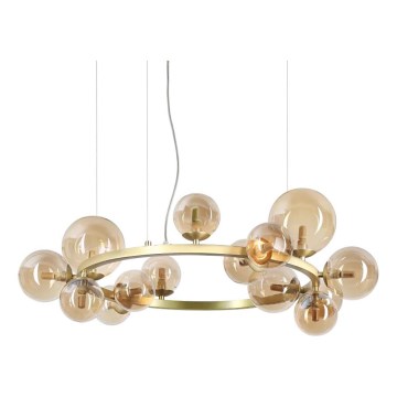 Ideal Lux - LED Lestenec na vrvici PERLAGE 14xG9/3W/230V pr. 85 cm zlata/dimna