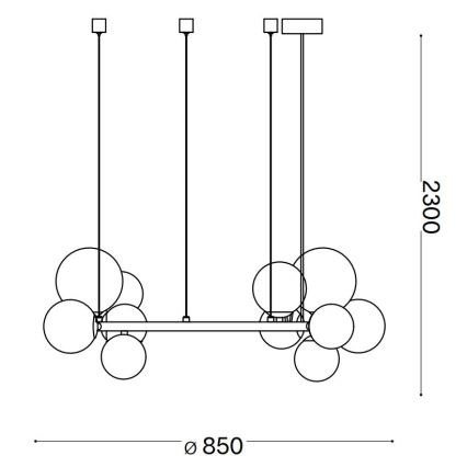 Ideal Lux - LED Lestenec na vrvici PERLAGE 14xG9/3W/230V pr. 85 cm zlata/dimna