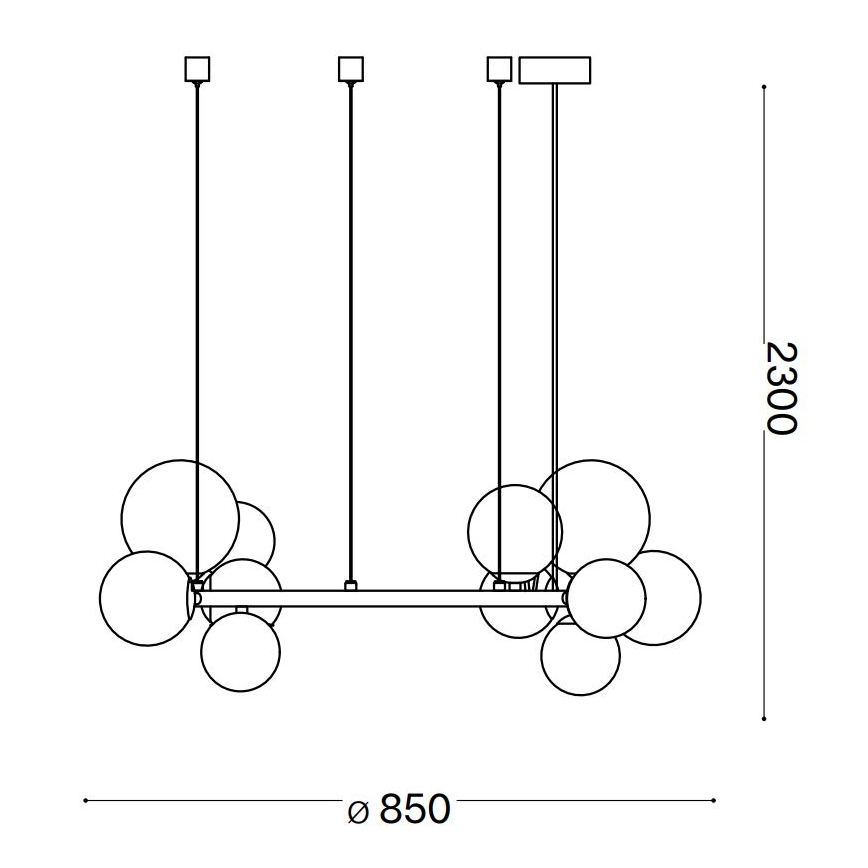 Ideal Lux - LED Lestenec na vrvici PERLAGE 14xG9/3W/230V pr. 85 cm zlata/dimna