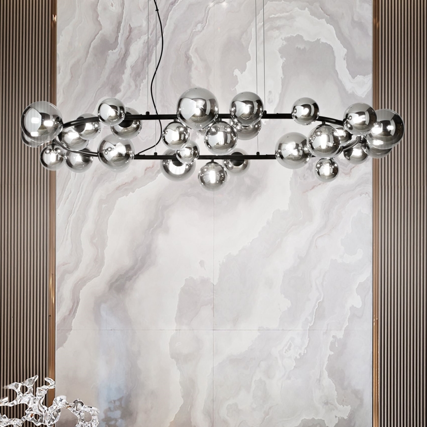 Ideal Lux - LED Lestenec na vrvici PERLAGE 30xG9/3W/230V 143 cm črna/dimna
