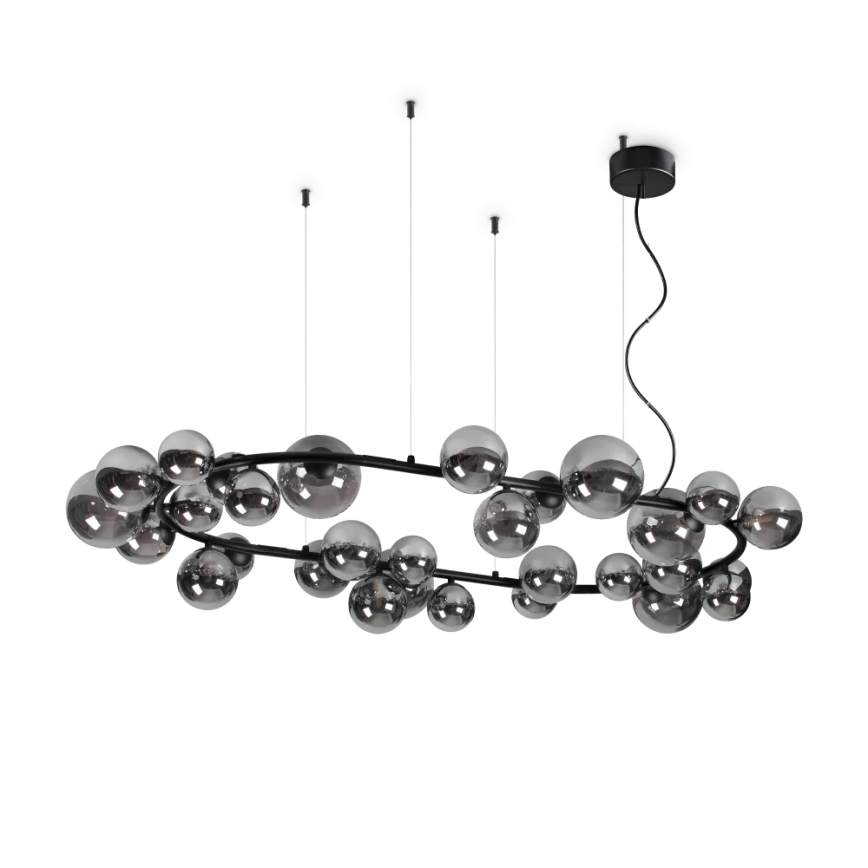 Ideal Lux - LED Lestenec na vrvici PERLAGE 30xG9/3W/230V 143 cm črna/dimna