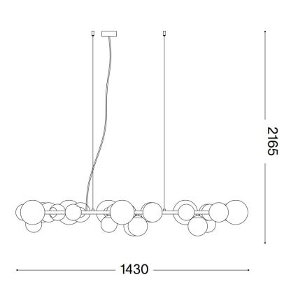 Ideal Lux - LED Lestenec na vrvici PERLAGE 30xG9/3W/230V 143 cm črna/dimna