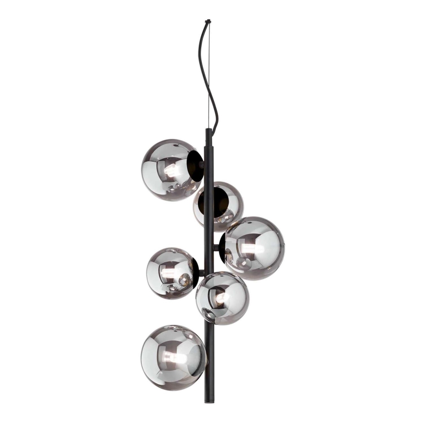 Ideal Lux - LED Lestenec na vrvici PERLAGE 6xG9/3W/230V pr. 26 cm črna/dimna