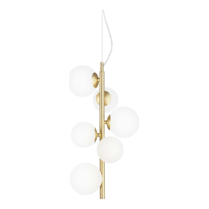 Ideal Lux - LED Lestenec na vrvici PERLAGE 6xG9/3W/230V pr. 26 cm zlata/bela