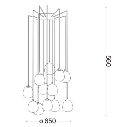 Ideal Lux - LED Lestenec na vrvici RHAPSODY 12xG9/3W/230V medenina