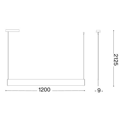 Ideal Lux - LED lestenec na vrvici STEEL LED/24W/230V 3000K CRI 90 120 cm bela