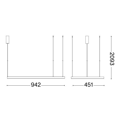 Ideal Lux - LED Lestenec na vrvici WAVES LED/37W/230V CRI 90 črna