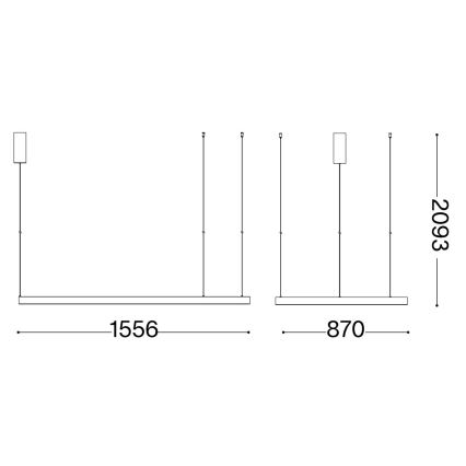 Ideal Lux - LED Lestenec na vrvici WAVES LED/54W/230V CRI 90 črna