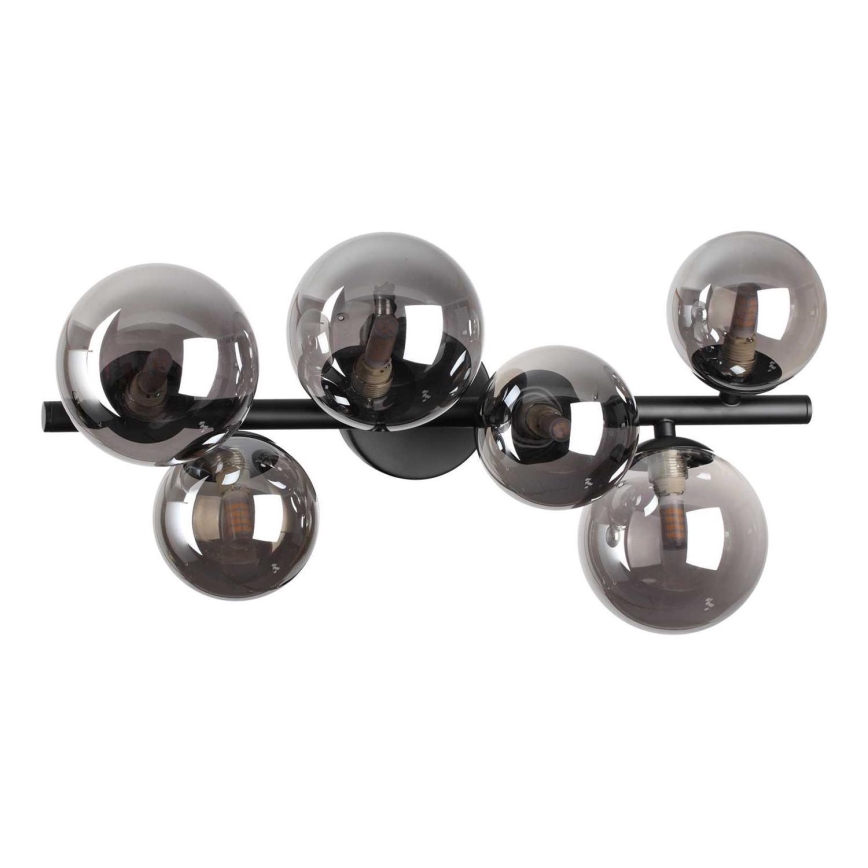Ideal Lux - LED Lestenec PERLAGE 6xG9/3W/230V 49 cm črna/dimna