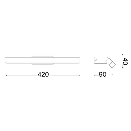 Ideal Lux - LED Kopalniška luč za osvetlitev ogledala RIFLESSO LED/10W/230V 42 cm CRI 90 IP54 črna