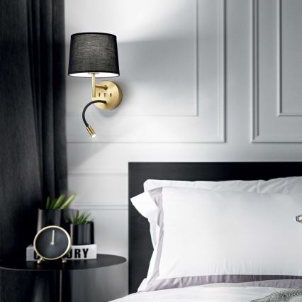 Ideal Lux - LED Nastavljiv svetilka z nosilvem SET 1xE27/42W + LED/3W/230V CRI 90 USB zlata