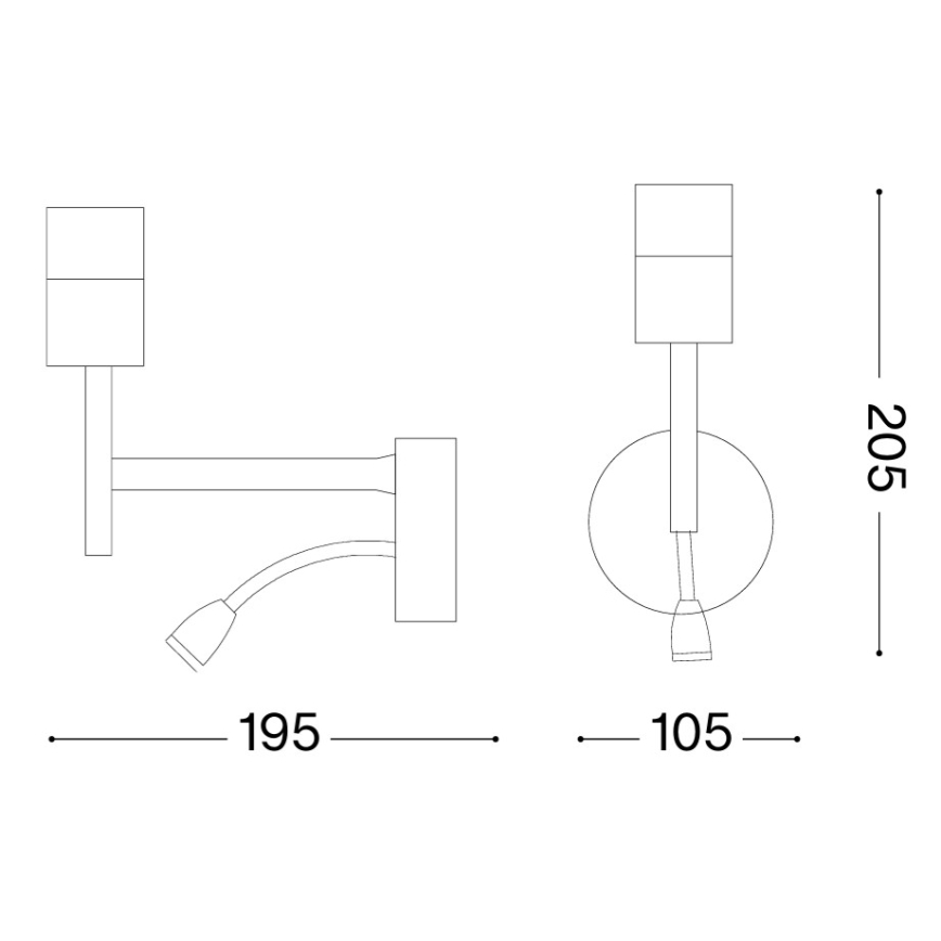 Ideal Lux - LED Nastavljiv svetilka z nosilvem SET 1xE27/42W + LED/3W/230V CRI 90 USB zlata