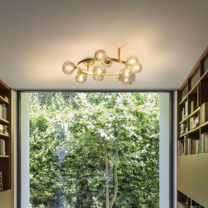 Ideal Lux - LED stropna svetilka PERLAGE 10xG9/3W/230V, premer 70 cm, zlata/dimno bež