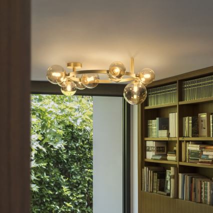 Ideal Lux - LED stropna svetilka PERLAGE 10xG9/3W/230V, premer 70 cm, zlata/dimno bež