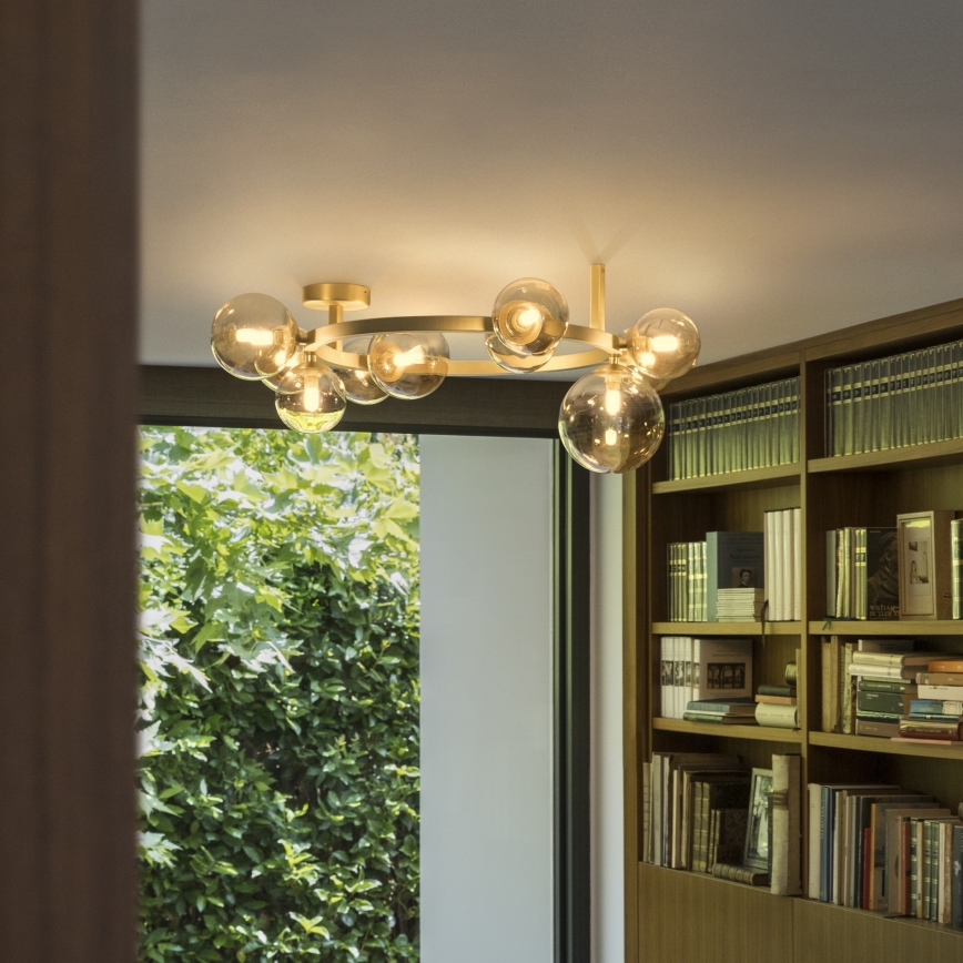 Ideal Lux - LED stropna svetilka PERLAGE 10xG9/3W/230V, premer 70 cm, zlata/dimno bež