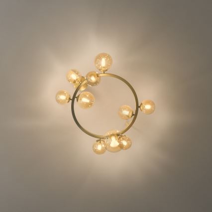Ideal Lux - LED stropna svetilka PERLAGE 10xG9/3W/230V, premer 70 cm, zlata/dimno bež
