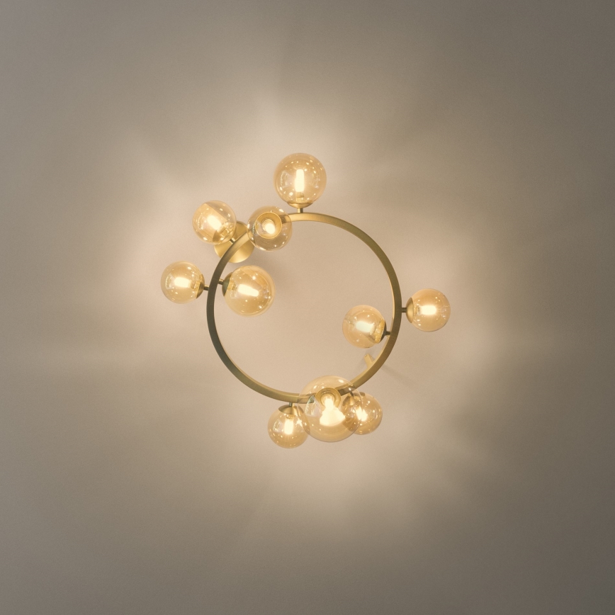 Ideal Lux - LED stropna svetilka PERLAGE 10xG9/3W/230V, premer 70 cm, zlata/dimno bež