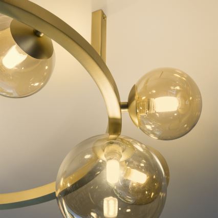 Ideal Lux - LED stropna svetilka PERLAGE 10xG9/3W/230V, premer 70 cm, zlata/dimno bež