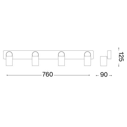 Ideal Lux - LED Reflektor RUDY 4xGU10/7W/230V CRI 90 črna