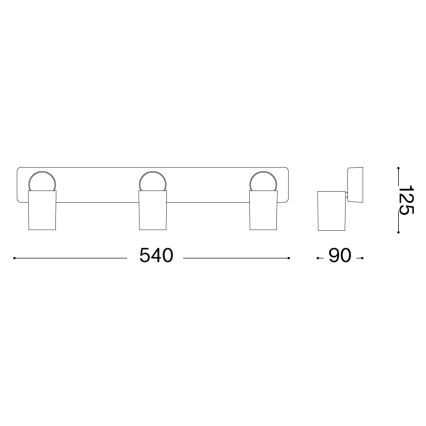Ideal Lux - LED spot RUDY 3xGU10/7W/230V CRI 90 črna