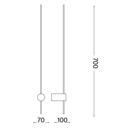 Ideal Lux - LED Stenska svetilka ESSENCE LED/12W/230V 4000K 70 cm CRI 90 črna