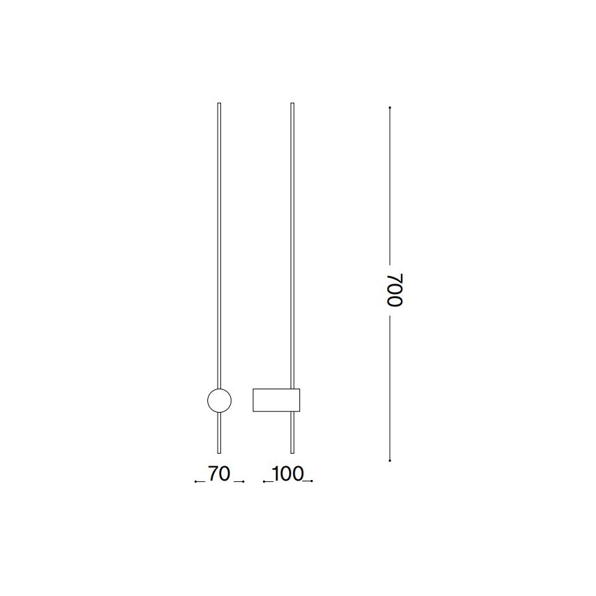 Ideal Lux - LED Stenska svetilka ESSENCE LED/12W/230V 4000K 70 cm CRI 90 črna