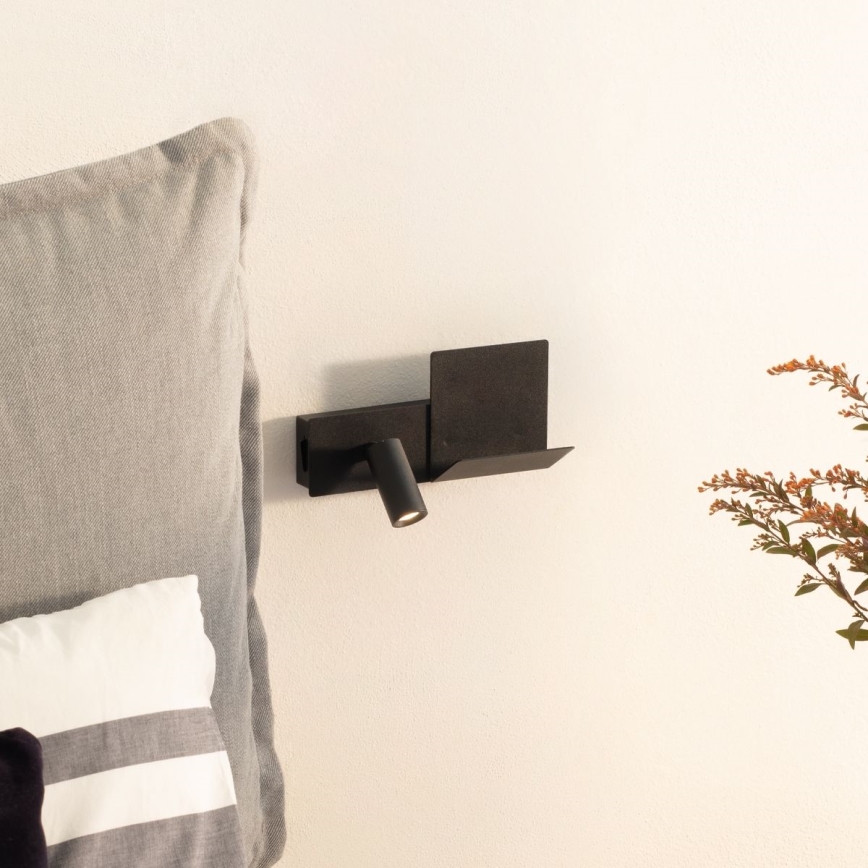 Ideal Lux - LED Stenska svetilka KOMODO LED/4,5W/230V USB CRI 90 črna